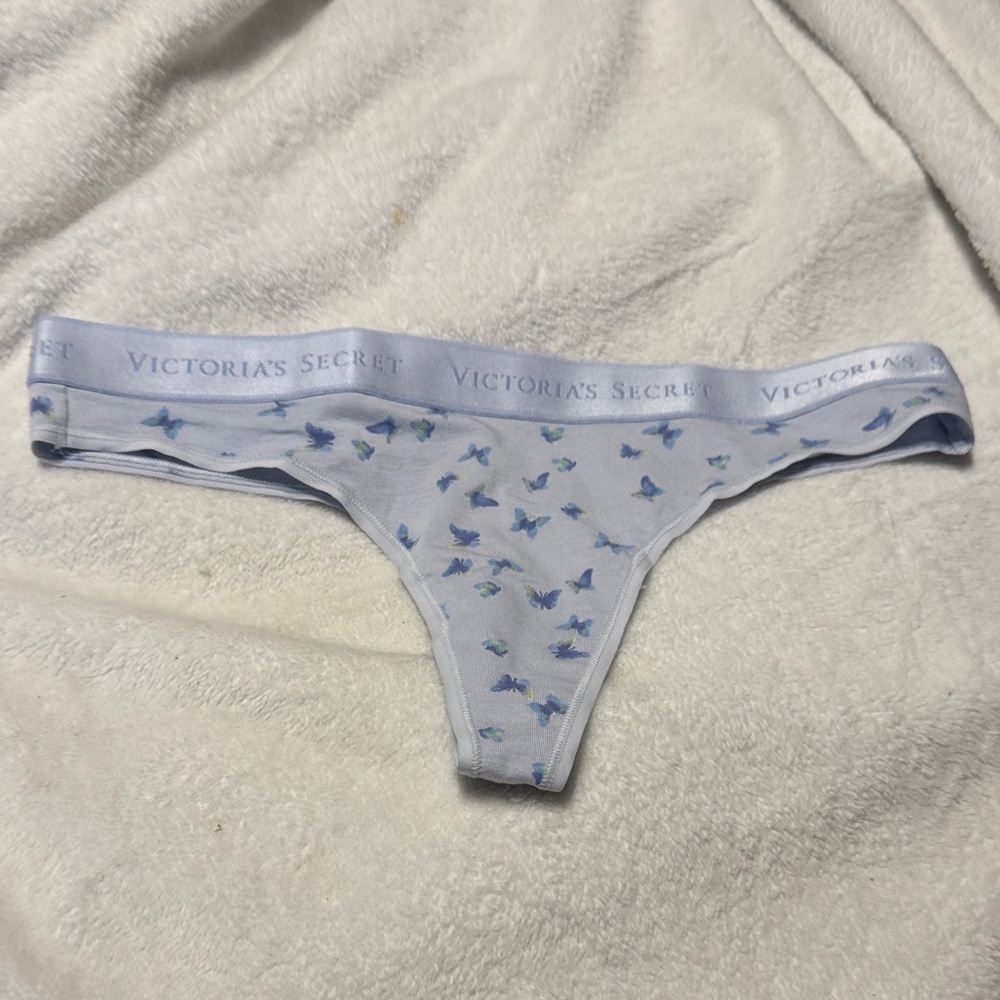 Victoria's Secret Light Blue Butterfly Print Thong